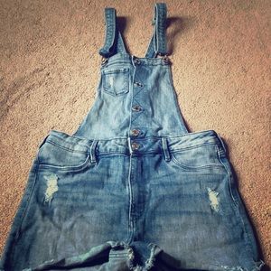 Denim overall shorts